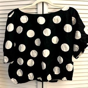 Tabitha Brown - Women's Polka Dot Short Sleeve Button-Back Top - Large